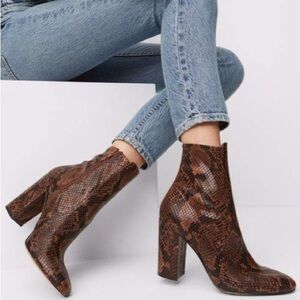 ALDO Brown Snake Sock Mid Heel Boot